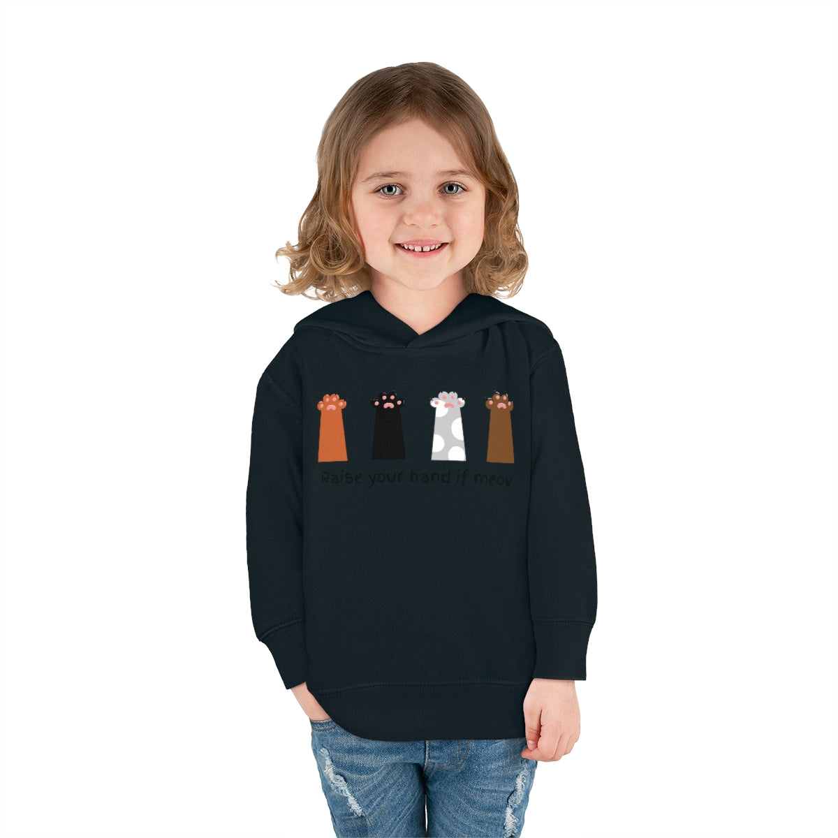 Raise Your Hand if Meow Cute Toddler Pullover Fleece Hoodie