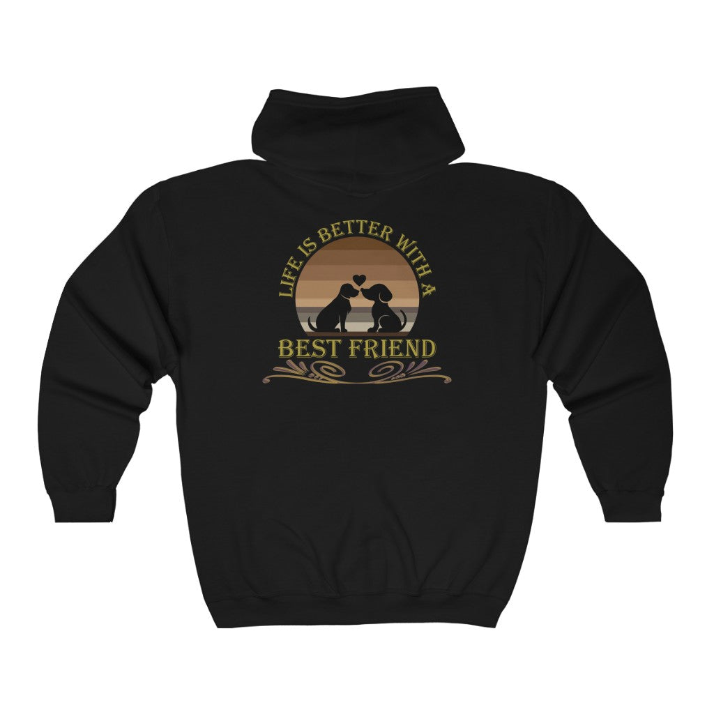 Life is Better With a Best Friend Animal Rescue Unisex Heavy Blend™ Full Zip Hoodie