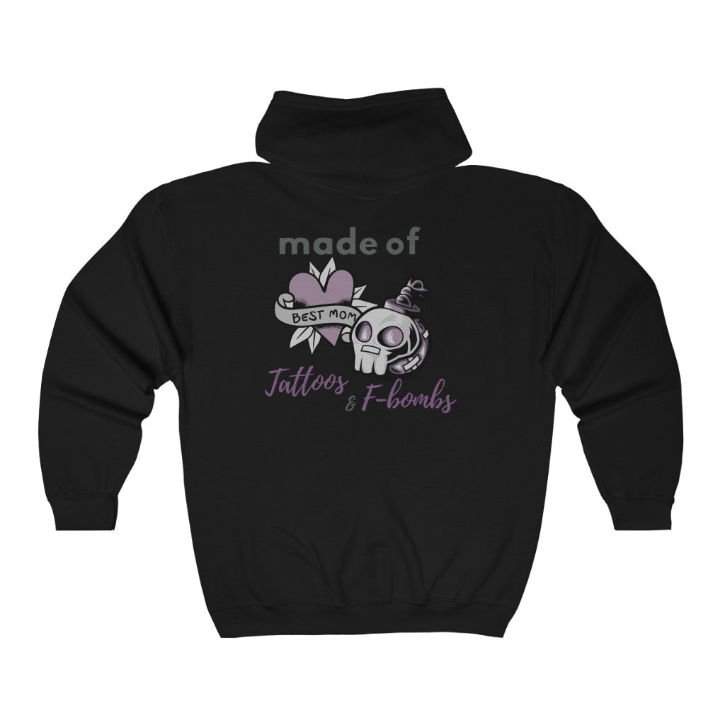 Made of Tattoos & F-Bombs Best Moms Mother's Day Gift Unisex Heavy Blend™ Full Zip Hoodie