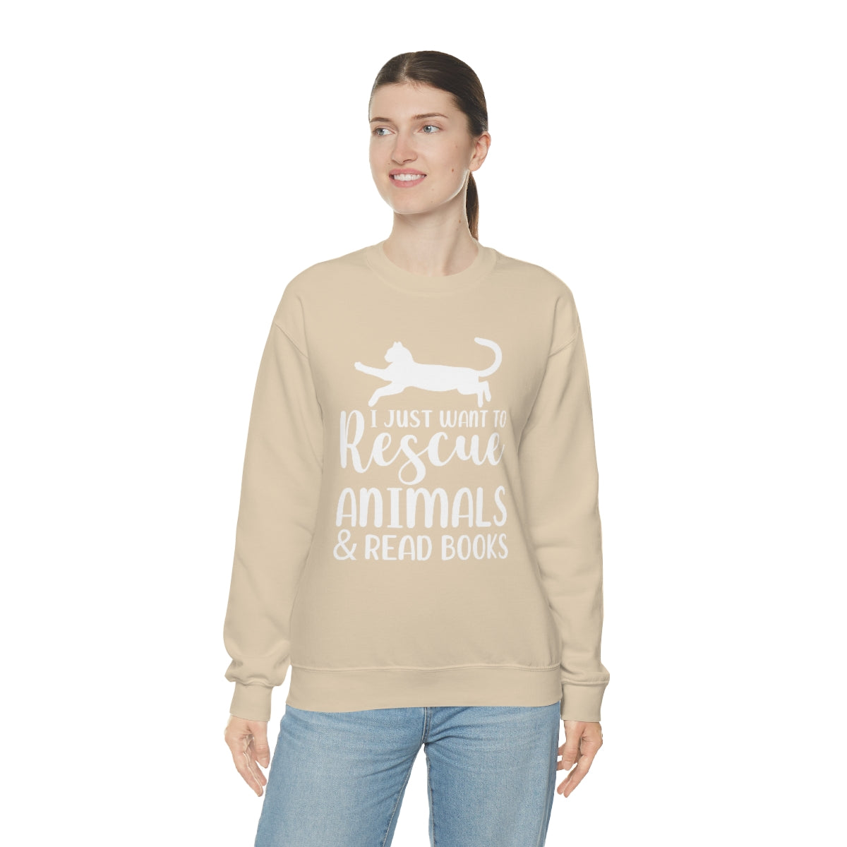 I Just Want to Rescue Animals and Read Books Unisex Crew Sweatshirt