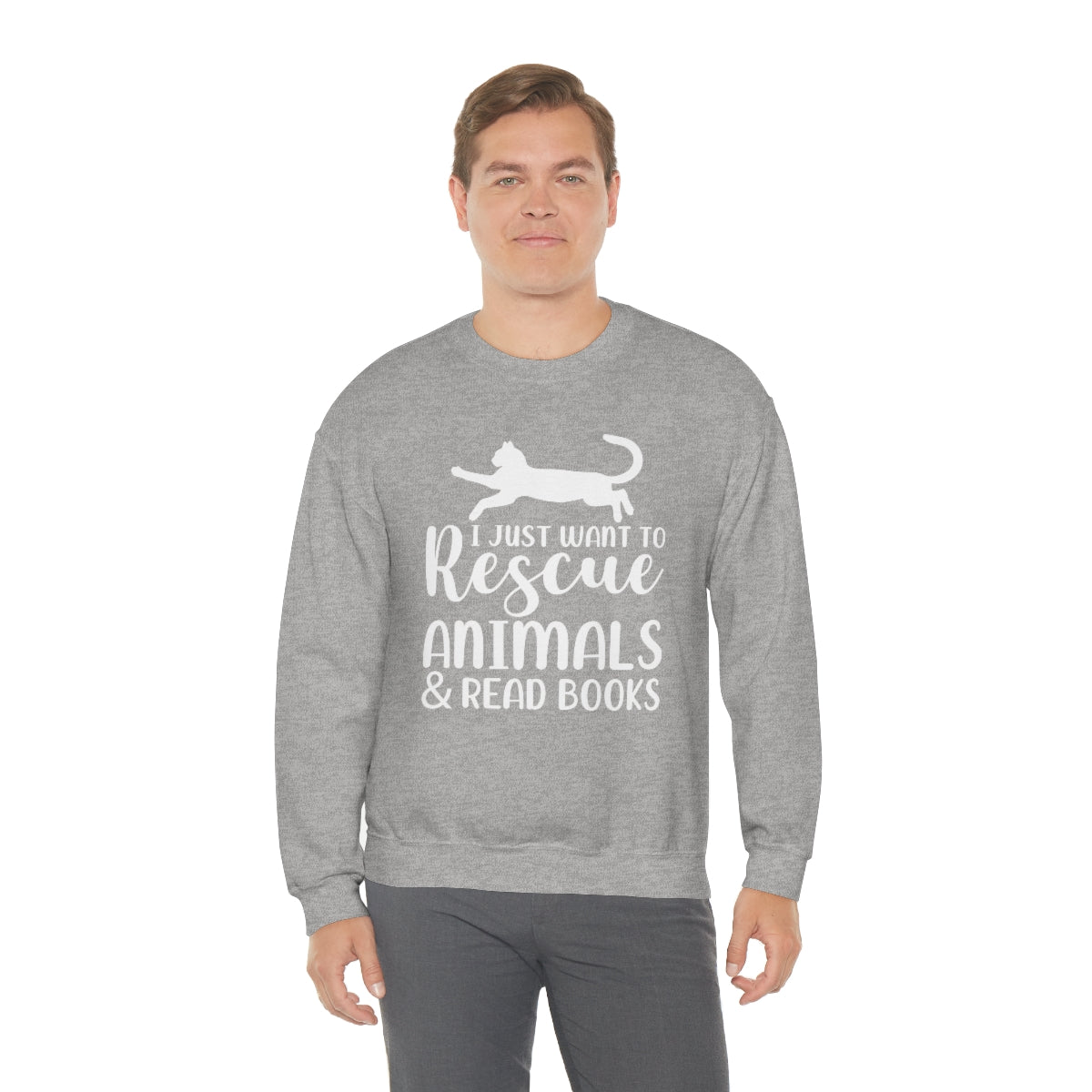 I Just Want to Rescue Animals and Read Books Unisex Crew Sweatshirt