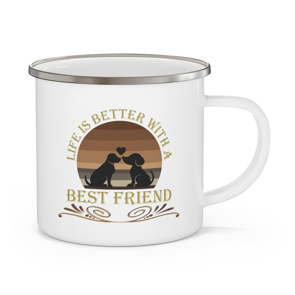 Life is Best With a Best Friend Animal Rescue Enamel Camping Mug