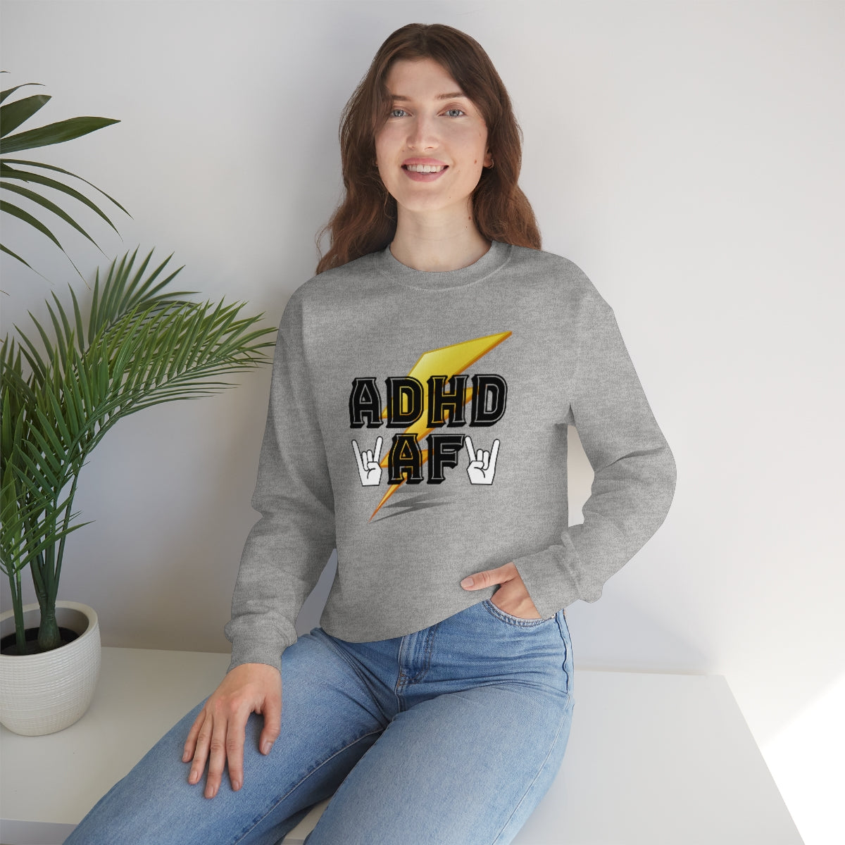 ADHD AF Lightening Bolt Unisex Crew Sweatshirt