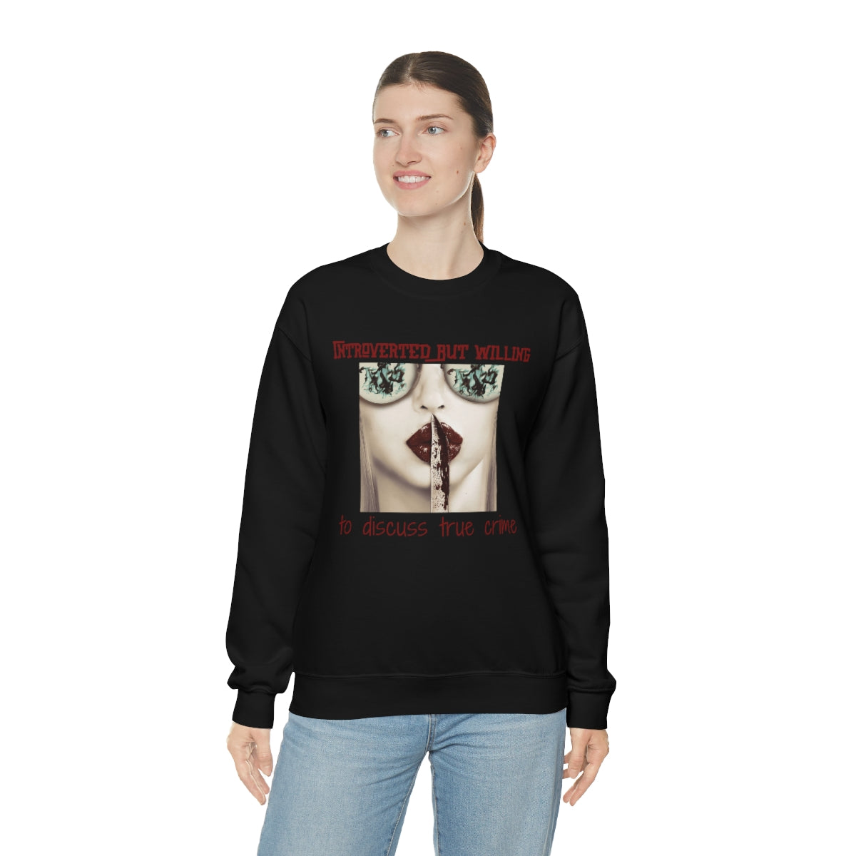 Introverted But Willing to Discuss True Crime Unisex Heavy Blend™ Crewneck Sweatshirt