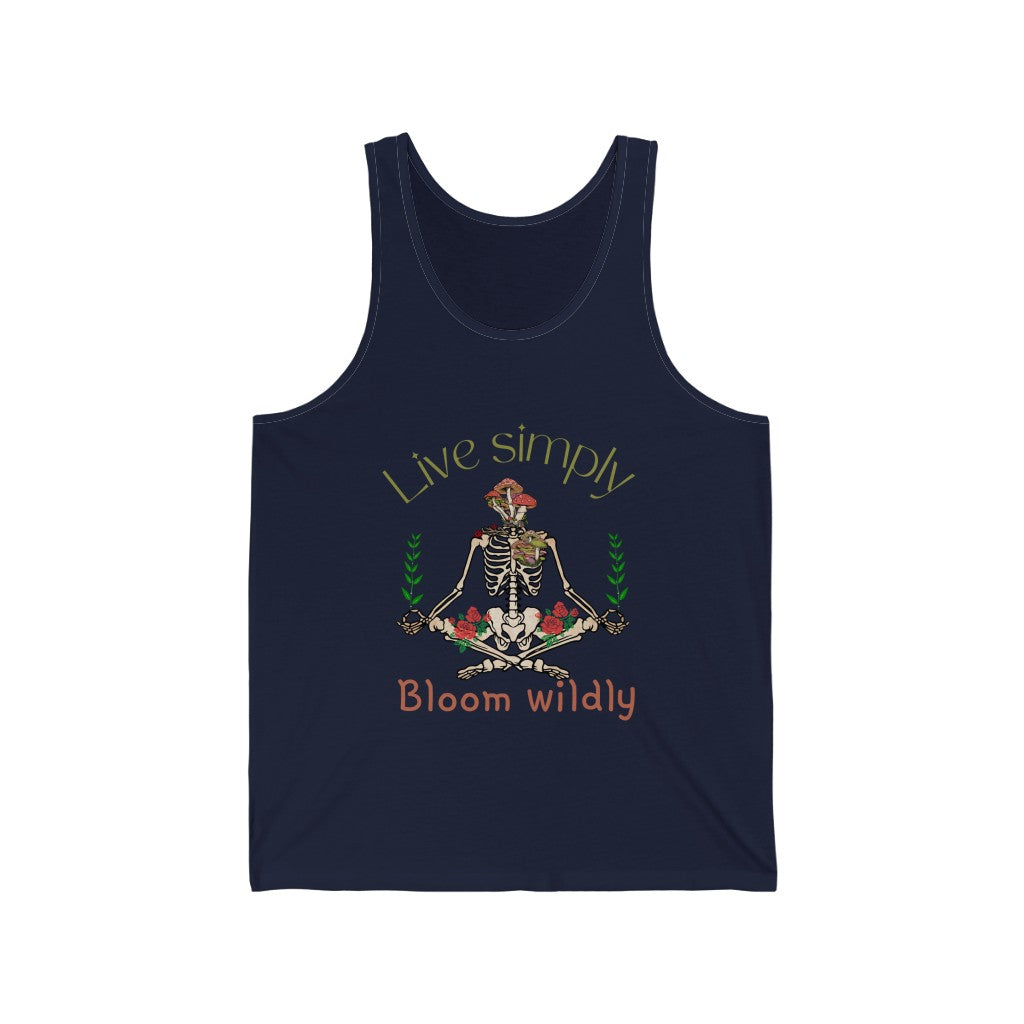 Live Simply Bloom Wildly Nature Lovers Skeleton Unisex Jersey Tank Top