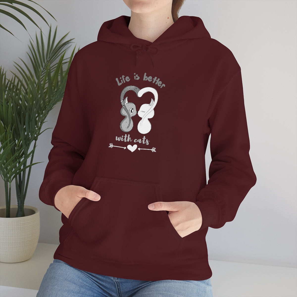 Life is Better with Cats Cute Cat Lovers Gift Unisex Heavy Blend™ Hoodie