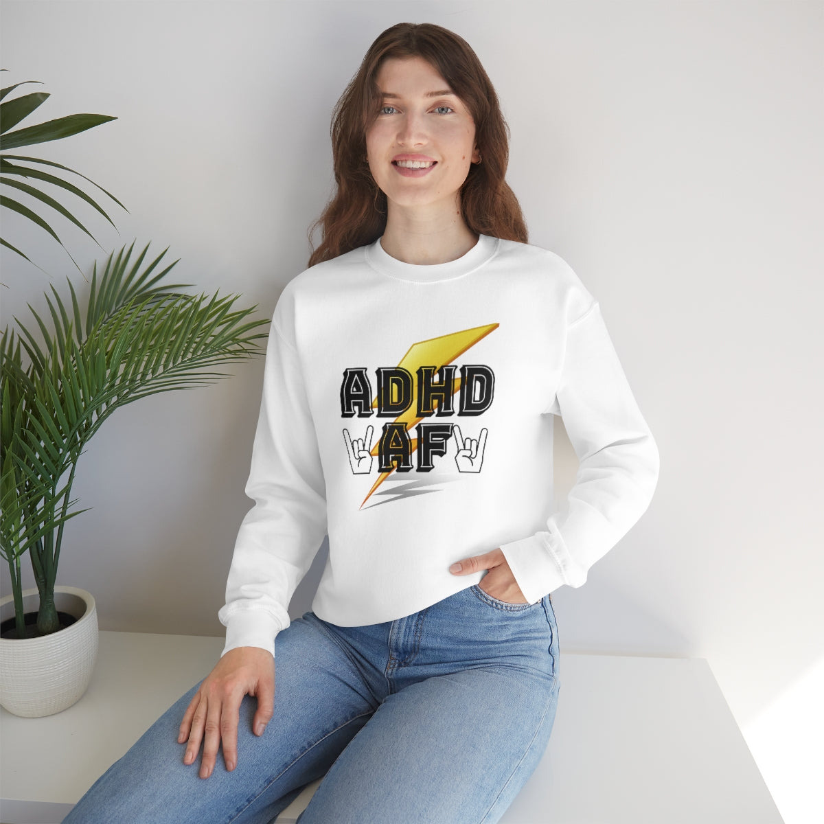 ADHD AF Lightening Bolt Unisex Crew Sweatshirt