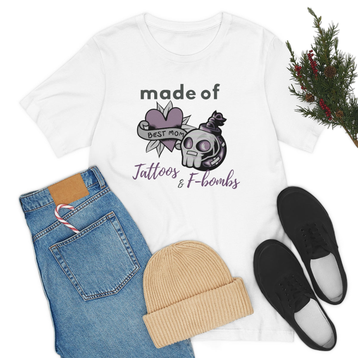 Made of Tattoo and F-bombs Mother's Day Gift Unisex Jersey Short Sleeve T-Shirt