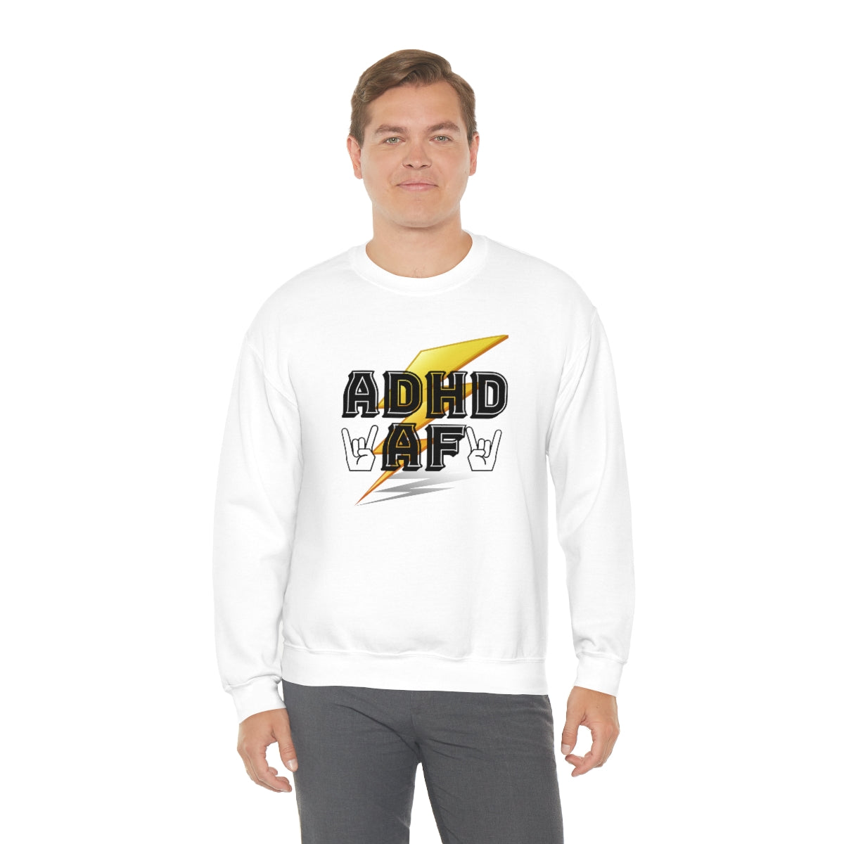 ADHD AF Lightening Bolt Unisex Crew Sweatshirt