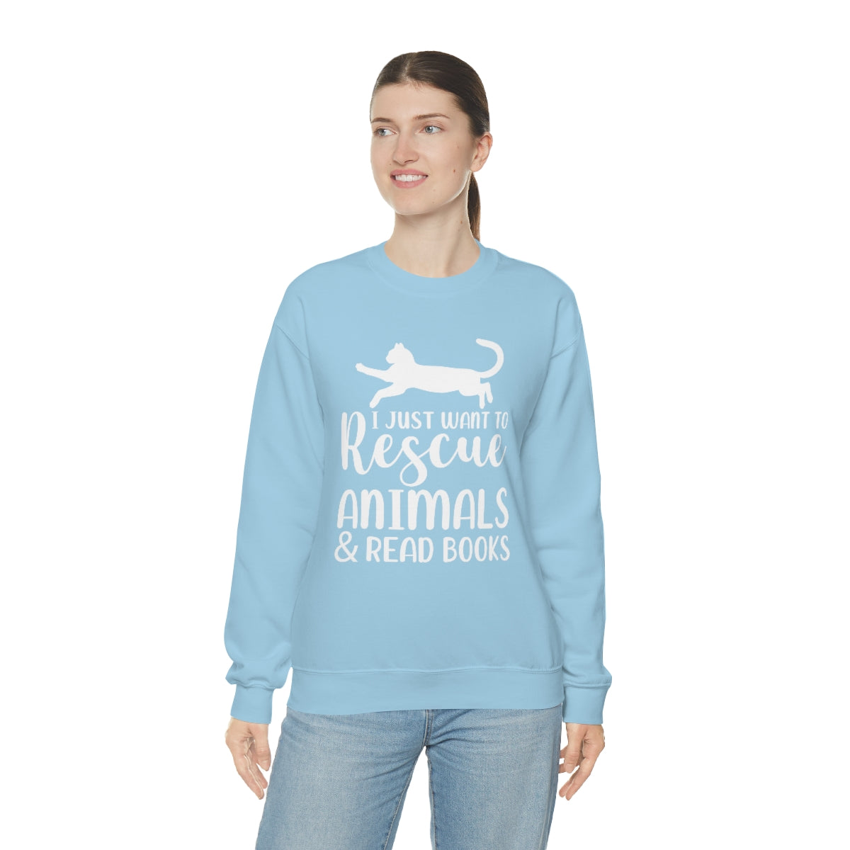 I Just Want to Rescue Animals and Read Books Unisex Crew Sweatshirt