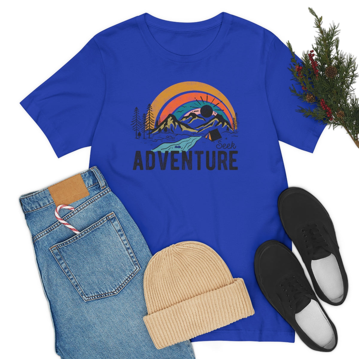 Seek Adventure Hiking Camping Lovers Unisex Jersey Short Sleeve T-Shirt