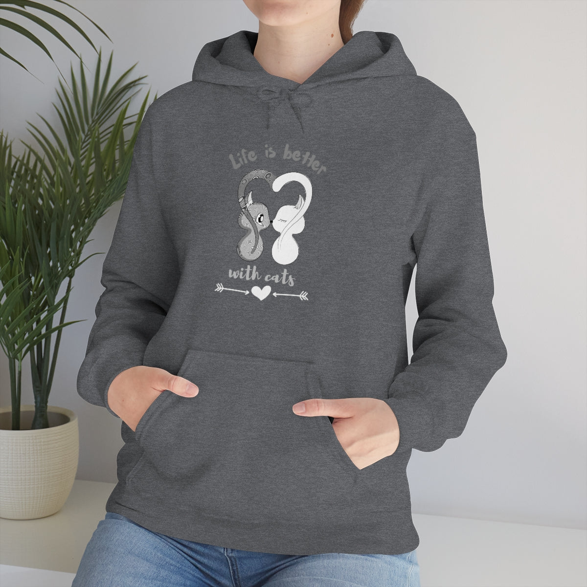 Life is Better with Cats Cute Cat Lovers Gift Unisex Heavy Blend™ Hoodie