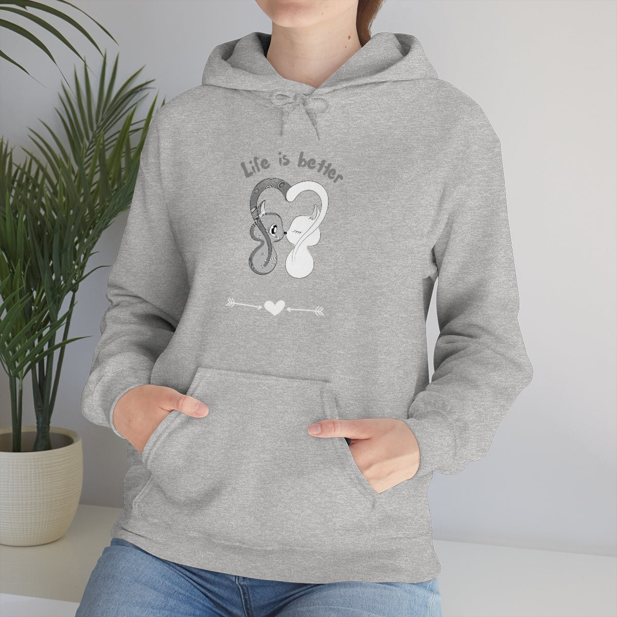 Life is Better with Cats Cute Cat Lovers Gift Unisex Heavy Blend™ Hoodie