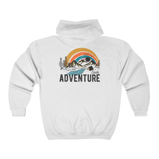 Seek Adventure Hiking Camping Lovers Unisex Heavy Blend™ Full Zip Hoodie