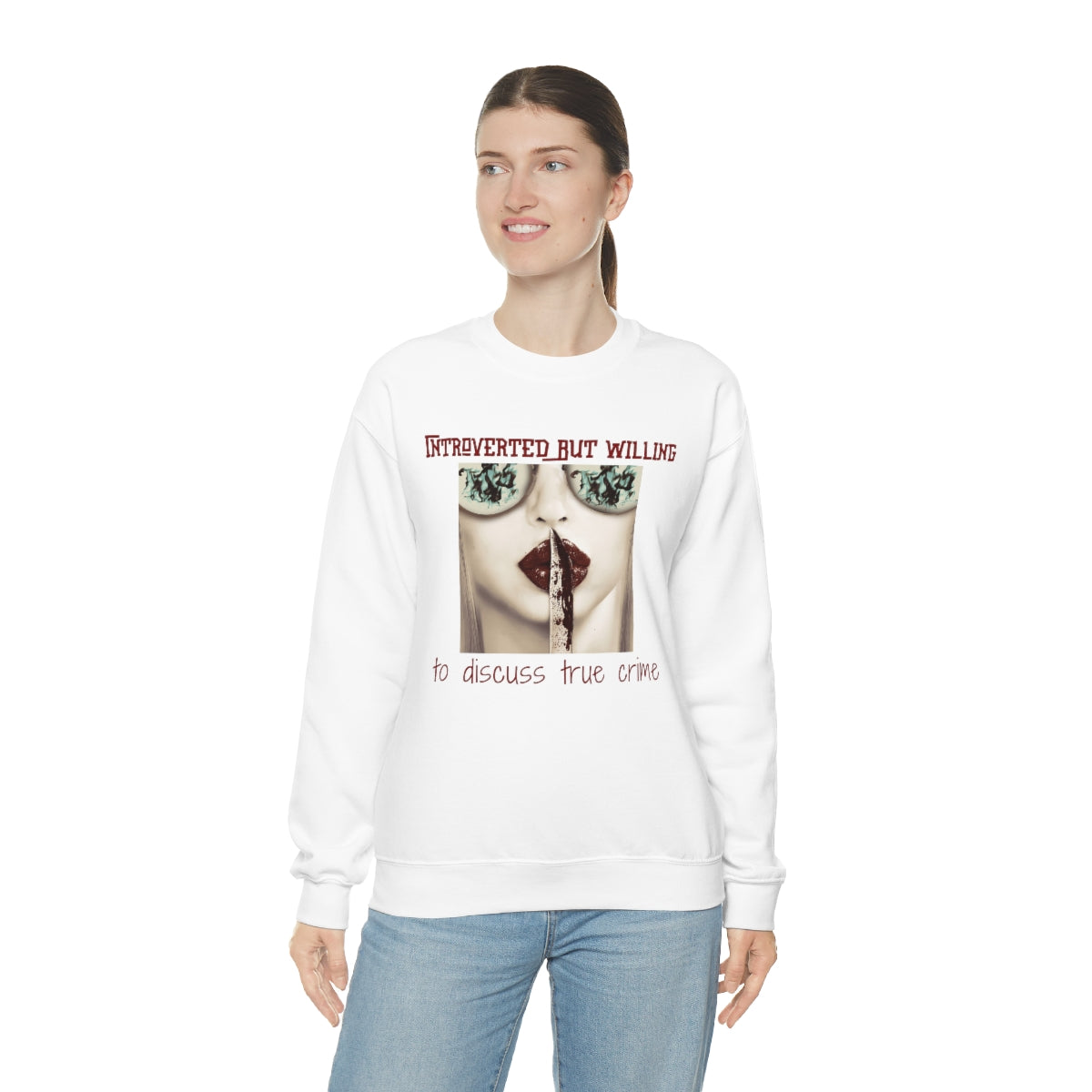 Introverted But Willing to Discuss True Crime Unisex Heavy Blend™ Crewneck Sweatshirt