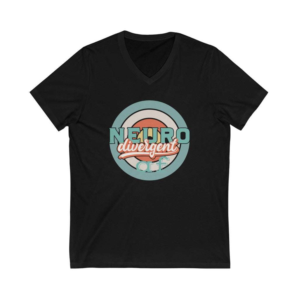 Neurodivergent AF Retro Vintage Style Spiral Unisex Jersey Short Sleeve V-Neck T-Shirt