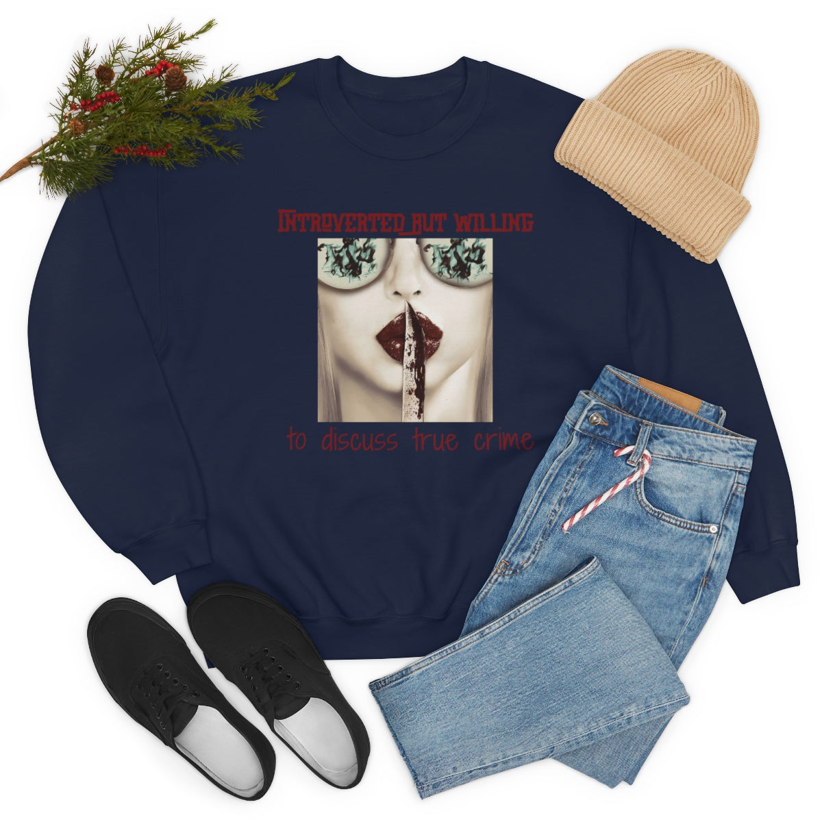 Introverted But Willing to Discuss True Crime Unisex Heavy Blend™ Crewneck Sweatshirt