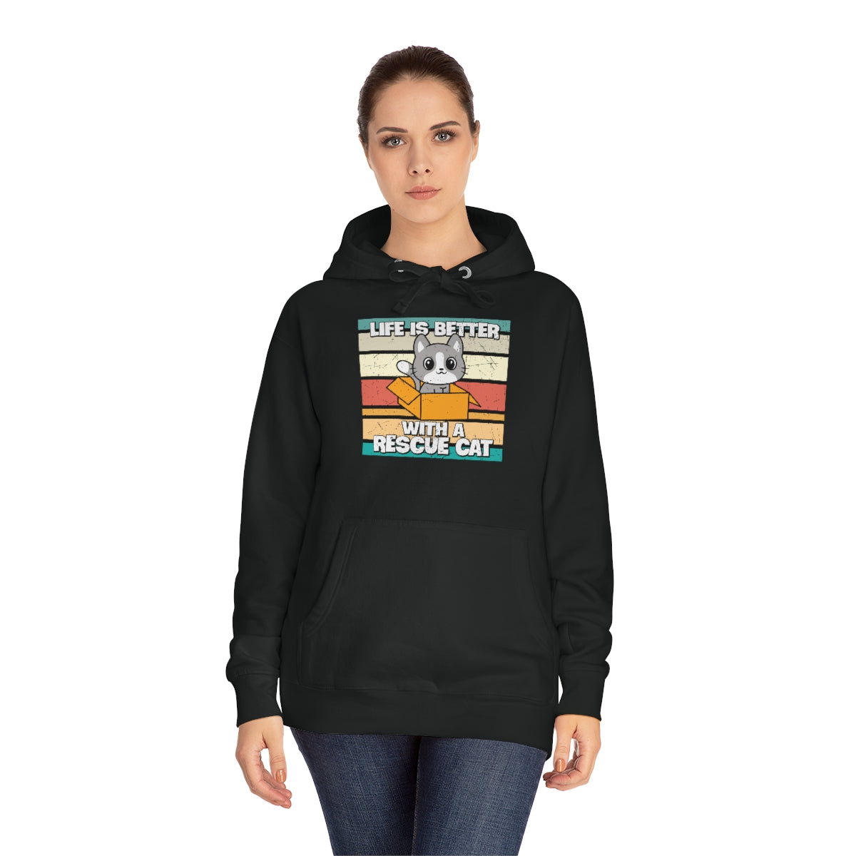 Life is Better With a Rescue Cat Animal Rescue Premium Unisex Fleece Hoodie