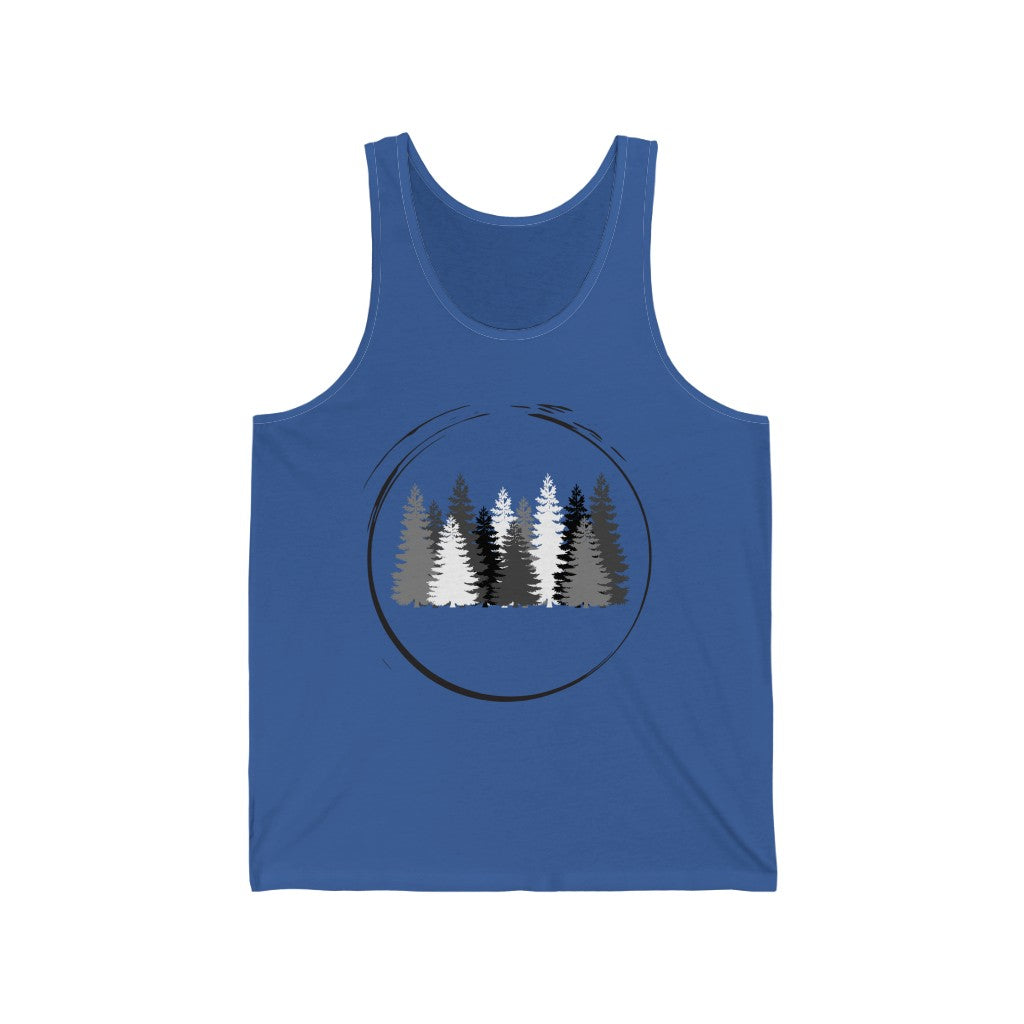 Pine Trees Hiking Camping Unisex Jersey Tank Top