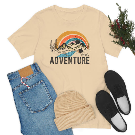 Seek Adventure Hiking Camping Lovers Unisex Jersey Short Sleeve T-Shirt