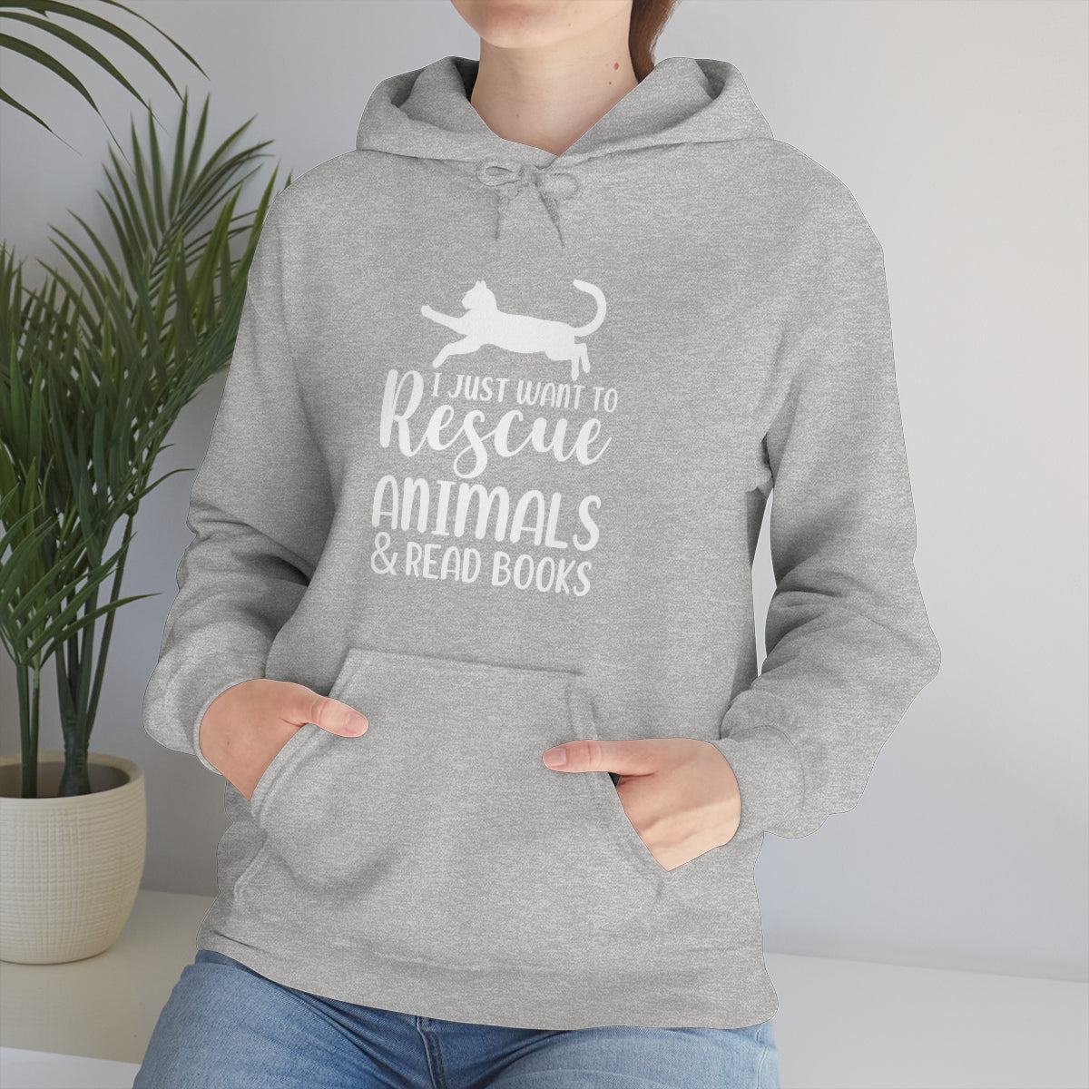 I Just Want to Rescue Animals and Read Books Unisex Heavy Blend™ Hoodie