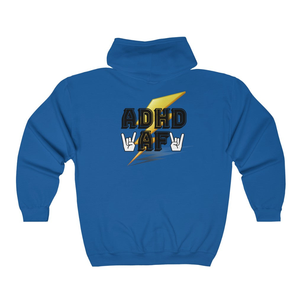 ADHD AF Funny Neurodiversity Awareness Unisex Heavy Blend™ Full Zip Hoodie