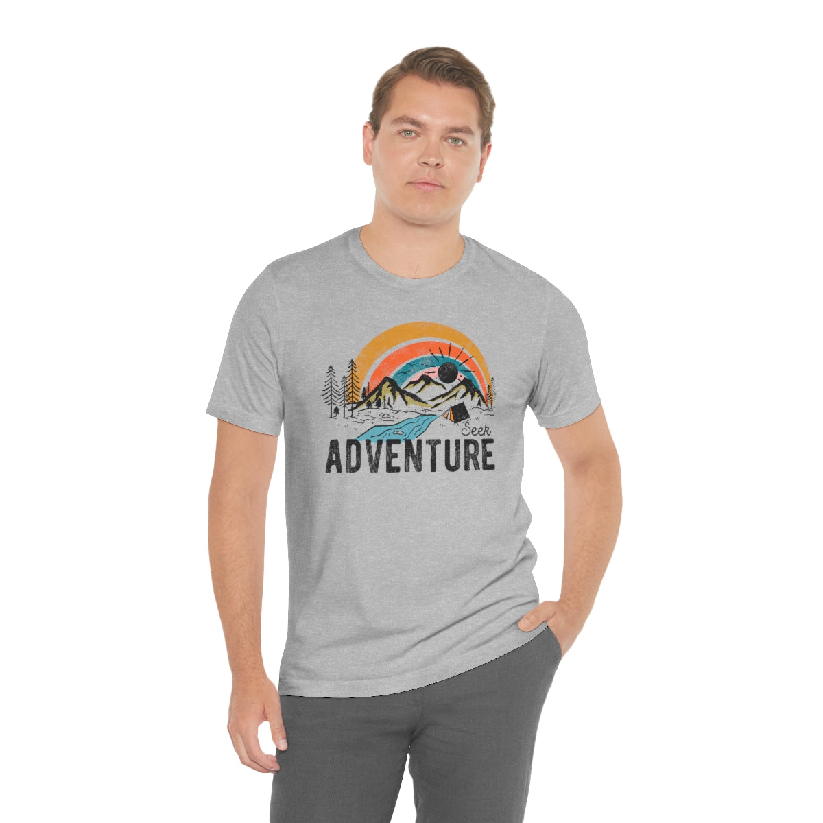 Seek Adventure Hiking Camping Lovers Unisex Jersey Short Sleeve T-Shirt