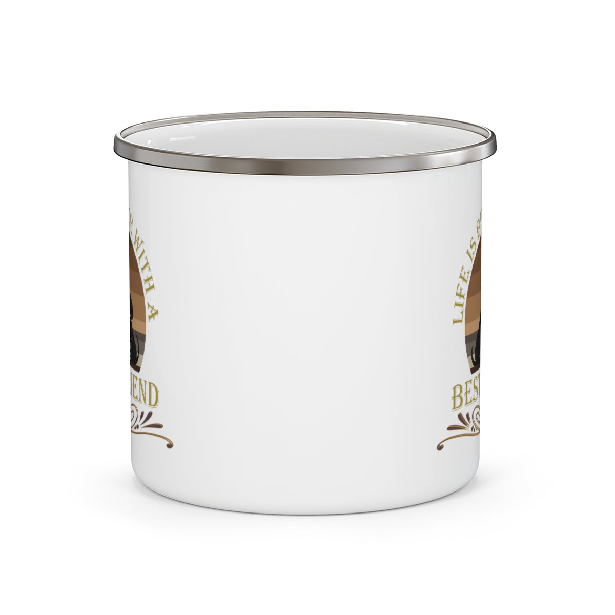 Life is Best With a Best Friend Animal Rescue Enamel Camping Mug