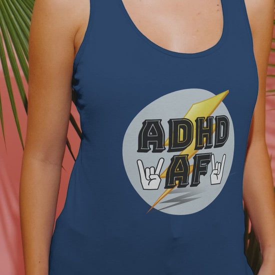 video of woman wearing navy tank top adhd af