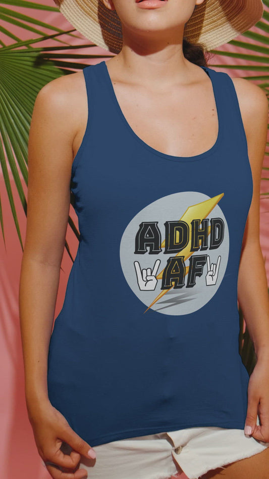 video of woman wearing navy tank top adhd af