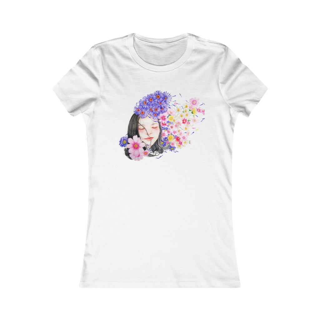 Flowers in her Hair Fem Fit Premium Favorite T-Shirt