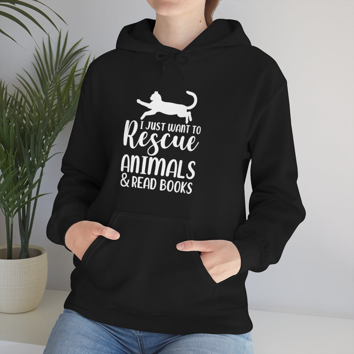 I Just Want to Rescue Animals and Read Books Unisex Heavy Blend™ Hoodie