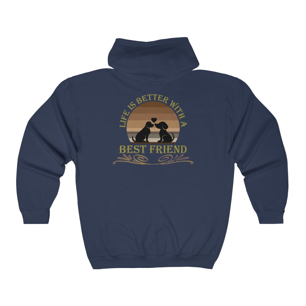 Life is Better With a Best Friend Animal Rescue Unisex Heavy Blend™ Full Zip Hoodie