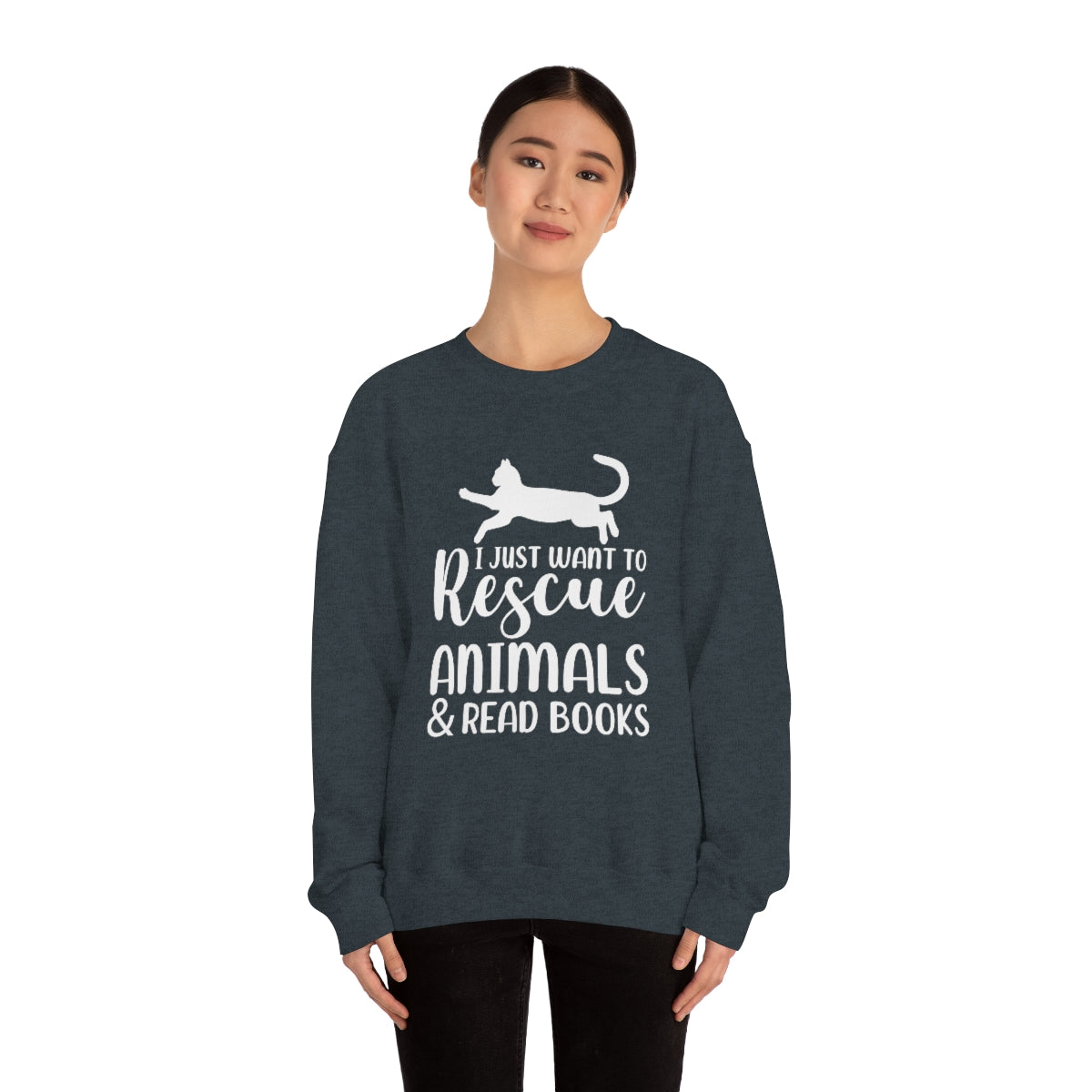 I Just Want to Rescue Animals and Read Books Unisex Crew Sweatshirt