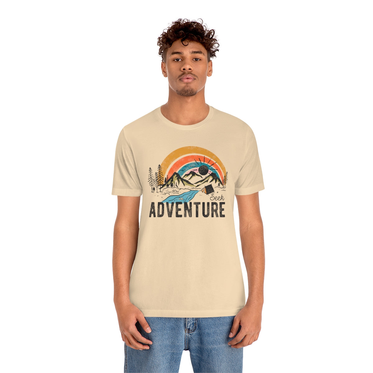 Seek Adventure Hiking Camping Lovers Unisex Jersey Short Sleeve T-Shirt