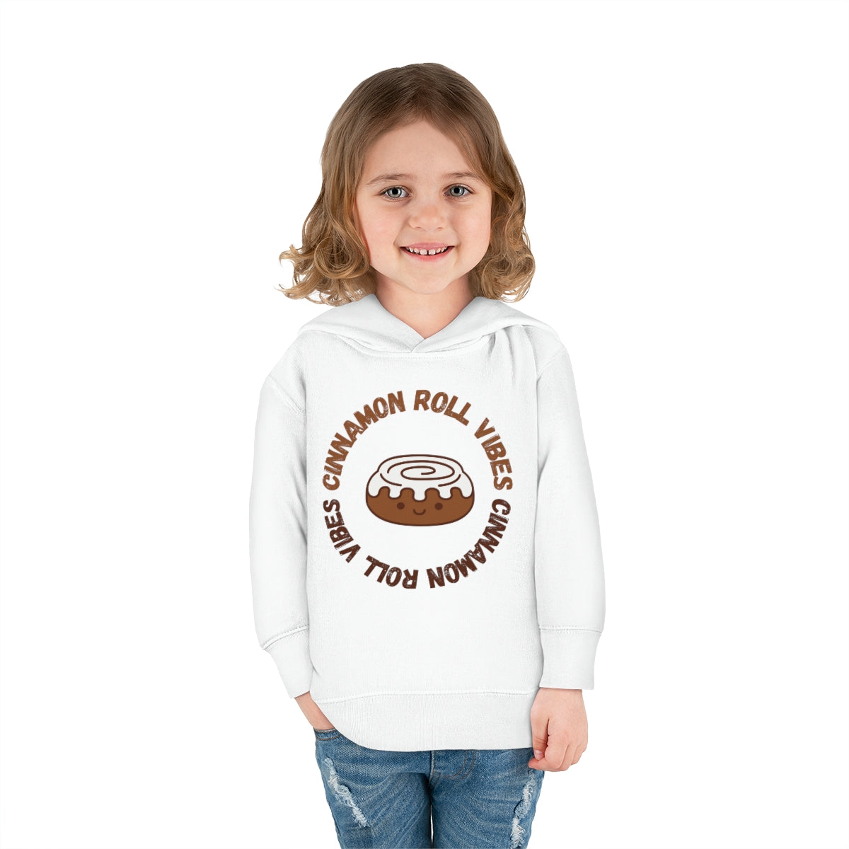 Cinnamon Roll Vibes Cute Toddler Pullover Fleece Hoodie