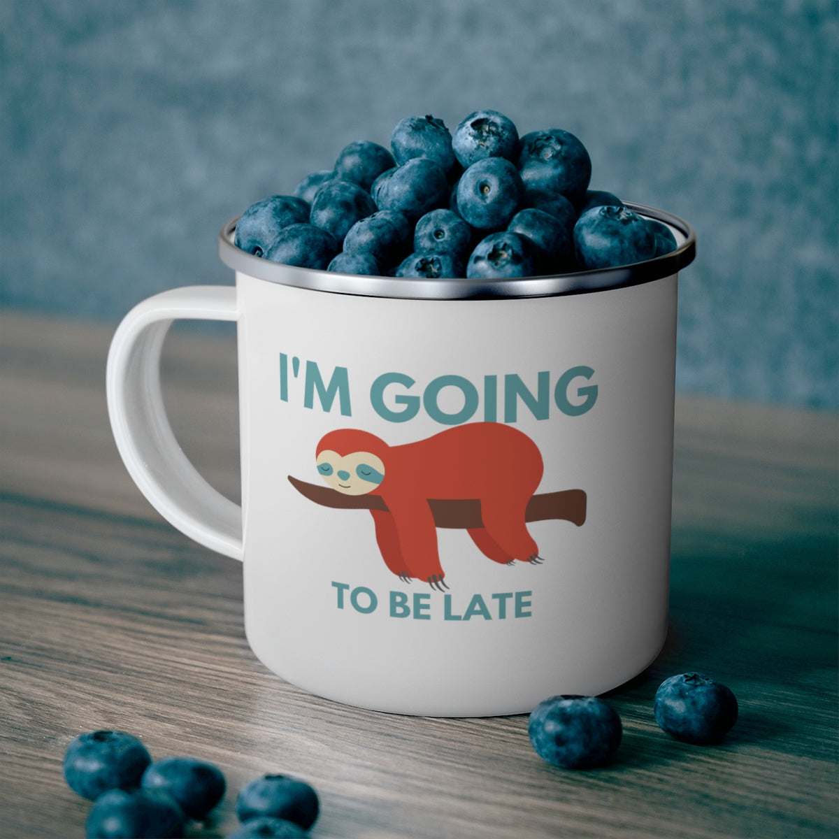 I'm Going to be Late Enamel Camping Mug