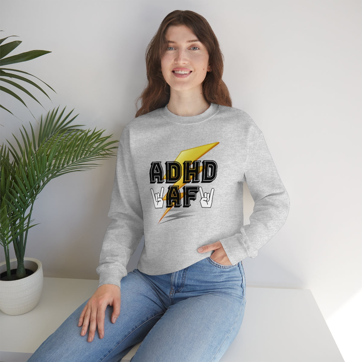 ADHD AF Lightening Bolt Unisex Crew Sweatshirt