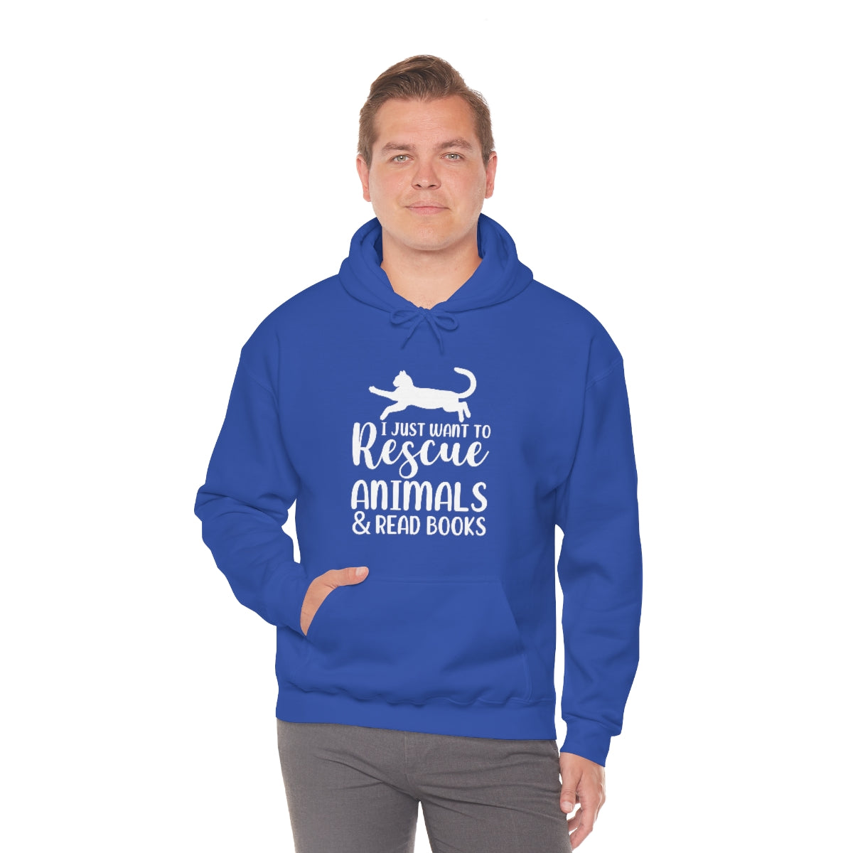 I Just Want to Rescue Animals and Read Books Unisex Heavy Blend™ Hoodie