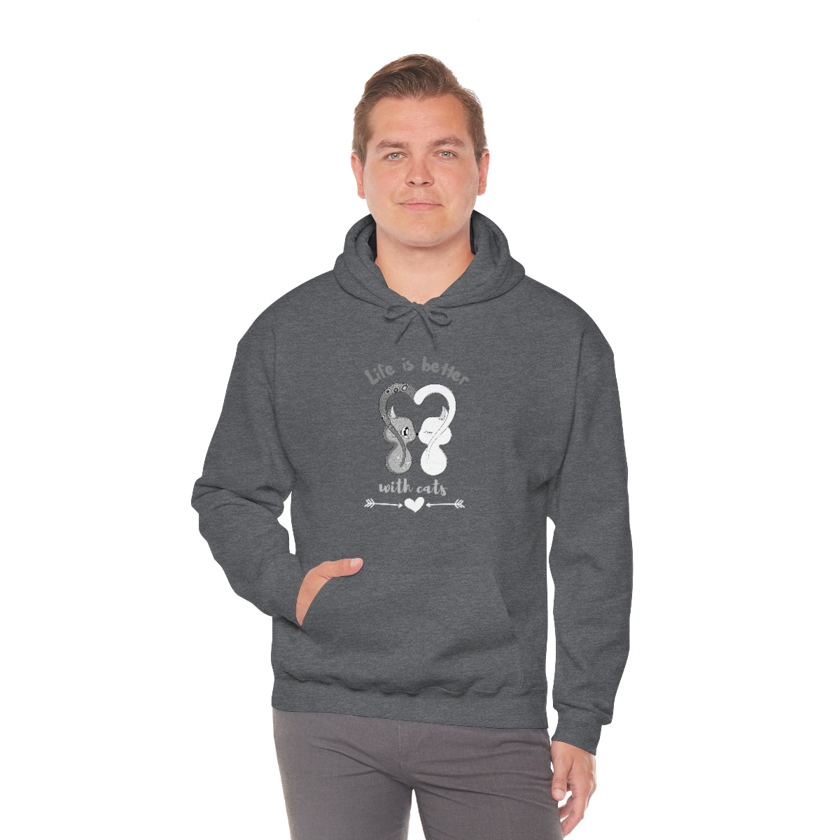 Life is Better with Cats Cute Cat Lovers Gift Unisex Heavy Blend™ Hoodie