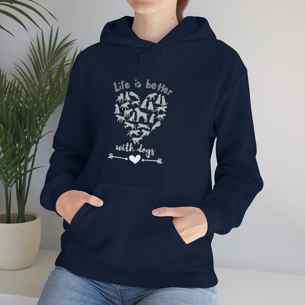 Life is Better With Dogs Cute Dog Lovers Gift Unisex Heavy Blend™ Hoodie