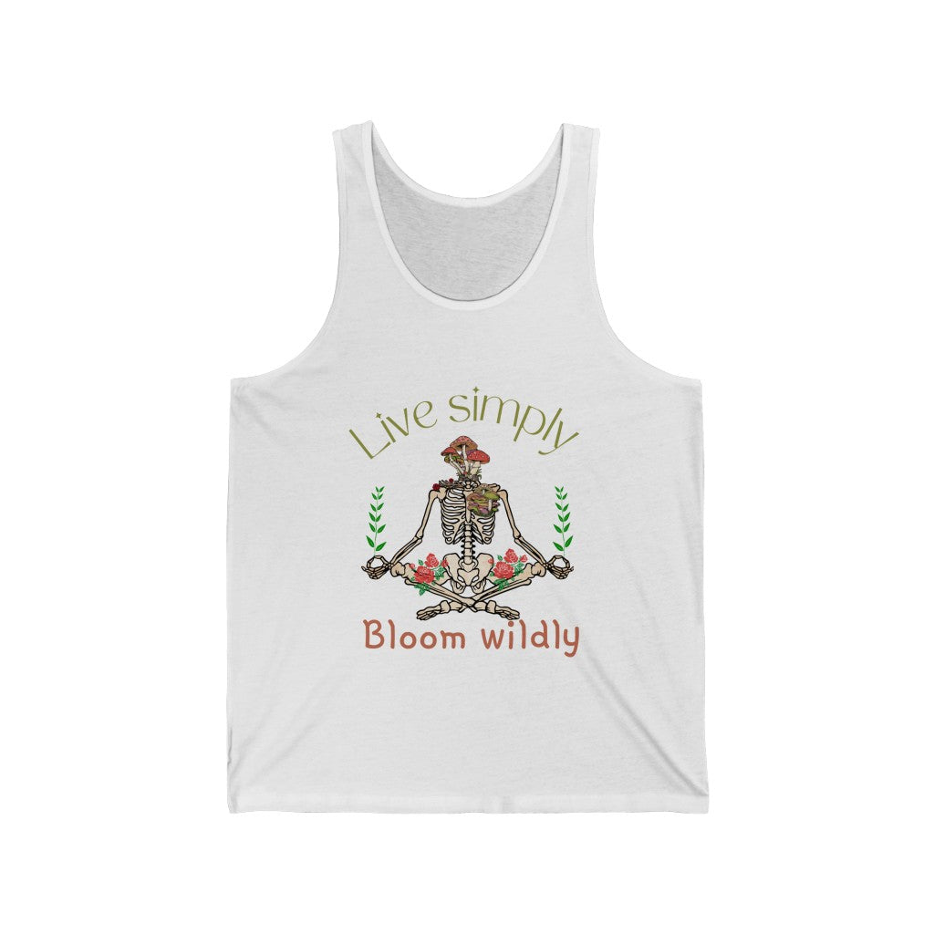 Live Simply Bloom Wildly Nature Lovers Skeleton Unisex Jersey Tank Top