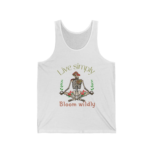 Live Simply Bloom Wildly Nature Lovers Skeleton Unisex Jersey Tank Top