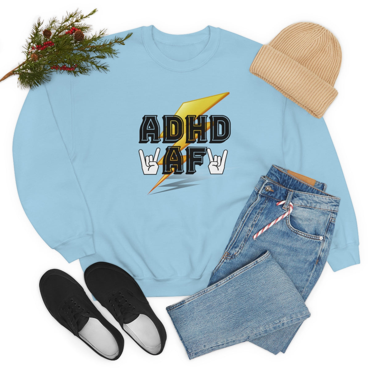 ADHD AF Lightening Bolt Unisex Crew Sweatshirt