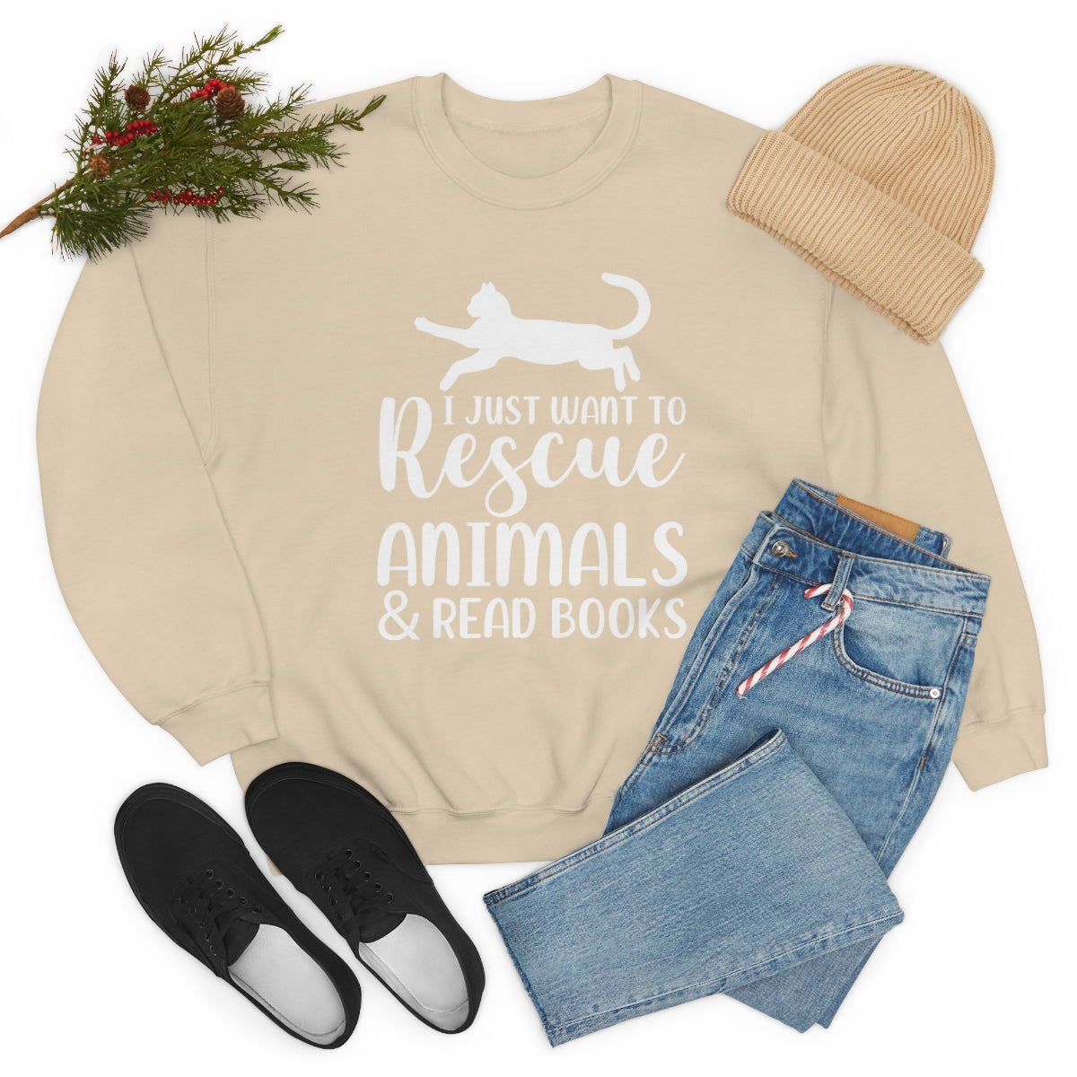 I Just Want to Rescue Animals and Read Books Unisex Crew Sweatshirt