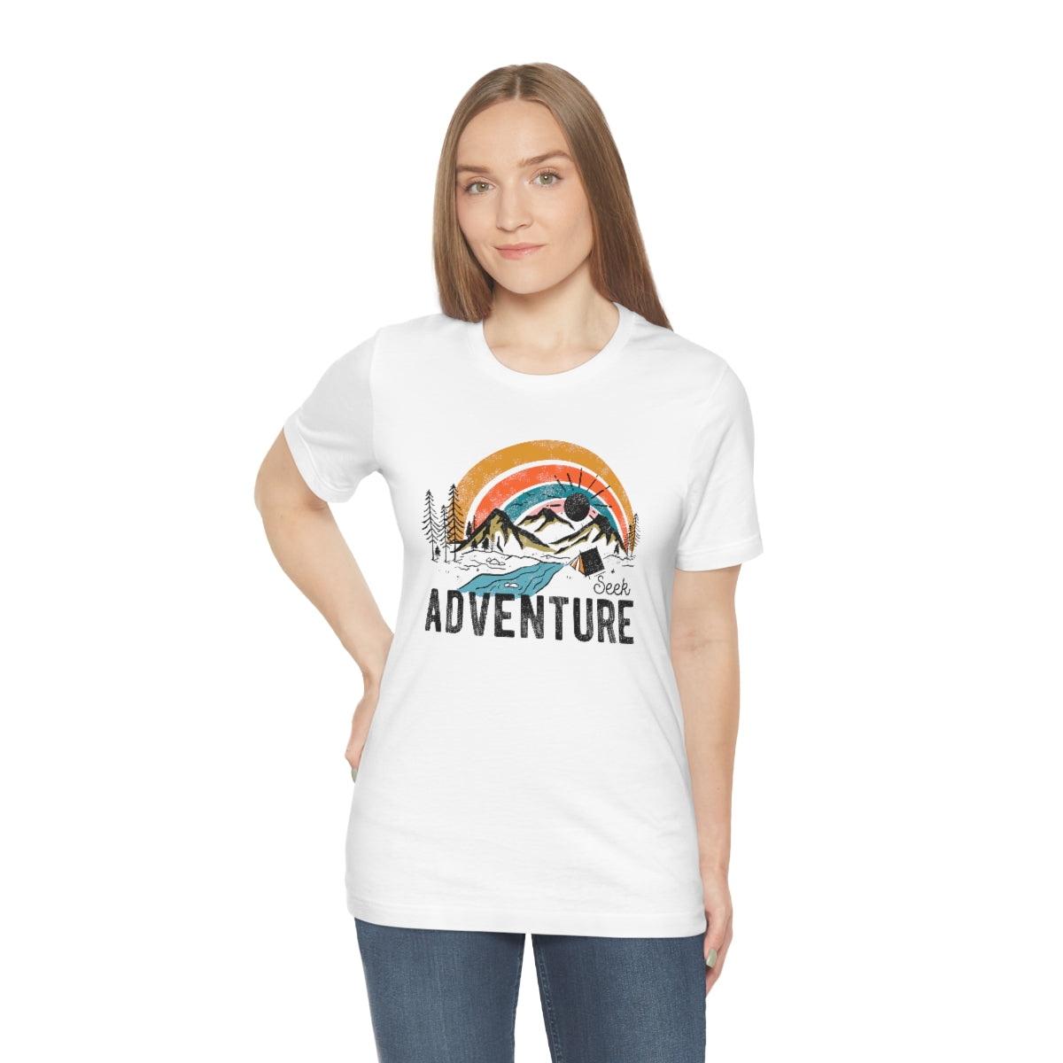 Seek Adventure Hiking Camping Lovers Unisex Jersey Short Sleeve T-Shirt