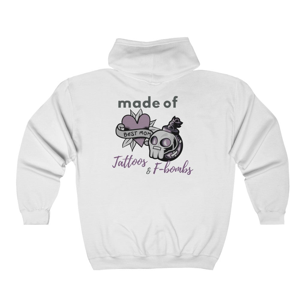 Made of Tattoos & F-Bombs Best Moms Mother's Day Gift Unisex Heavy Blend™ Full Zip Hoodie