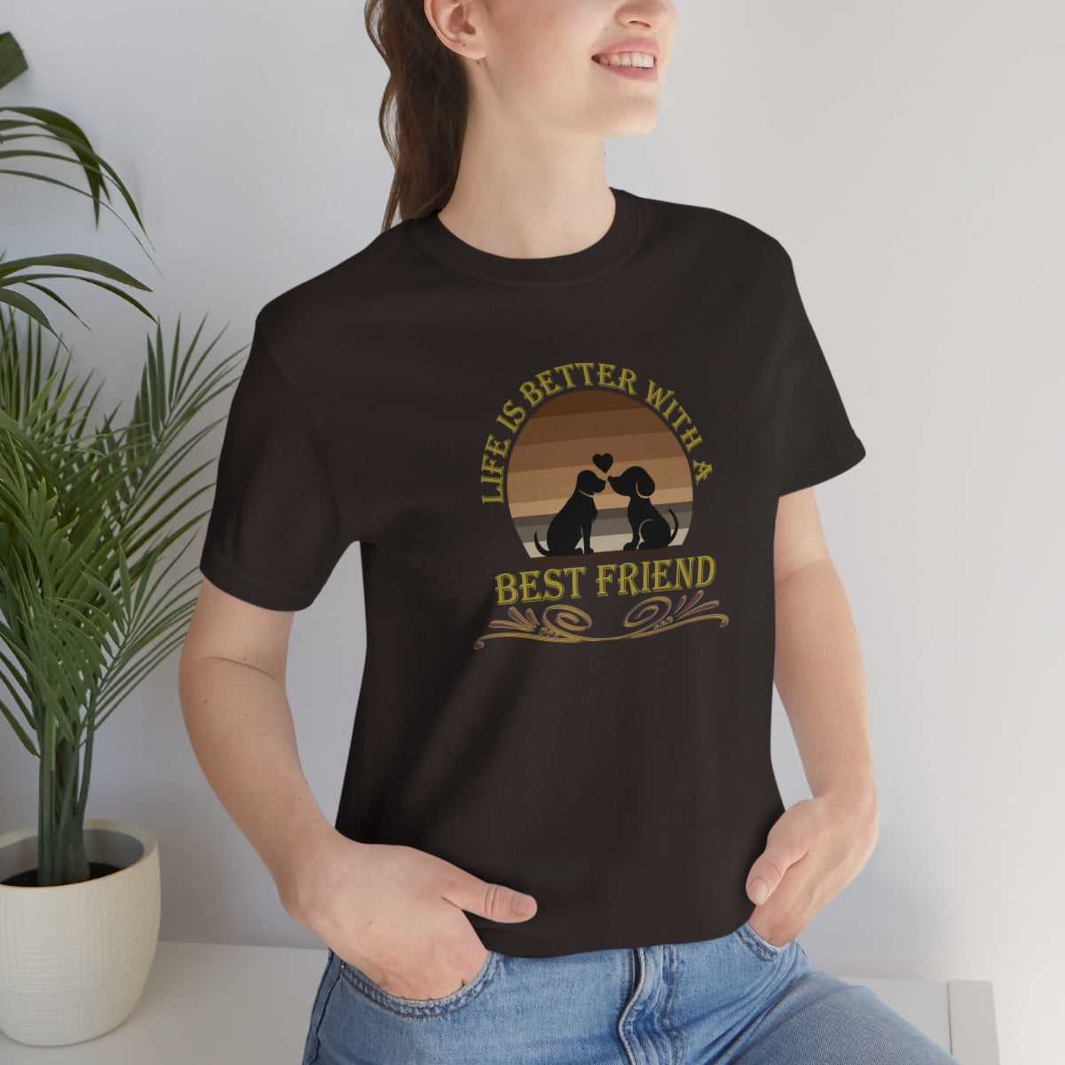 Life is Better With a Best Friend Animal Rescue Unisex Jersey Short Sleeve T-Shirt