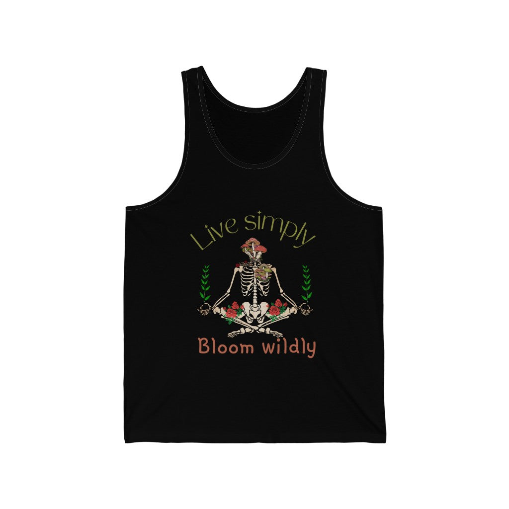 Live Simply Bloom Wildly Nature Lovers Skeleton Unisex Jersey Tank Top