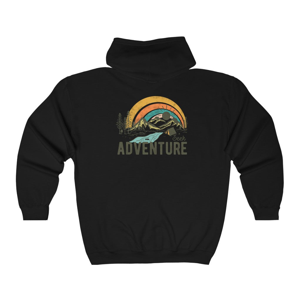 Seek Adventure Hiking Camping Lovers Unisex Heavy Blend™ Full Zip Hoodie